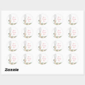 Sticker Rond Fête de mariage floral rose Bientôt emportée (Feuille)