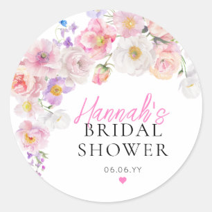Sticker Rond Fête de mariage floral rose Éloïse