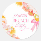 Sticker Rond Fête de mariage floral rose et orange (Devant)