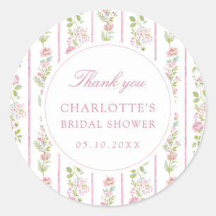 Sticker Rond Fête de mariage floral rose grandmillennial