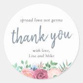 Sticker Rond Fête de mariage floral rustique Favoriser Sanitize (Devant)