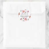 Sticker Rond Fête de mariage Floral Script (Sac)