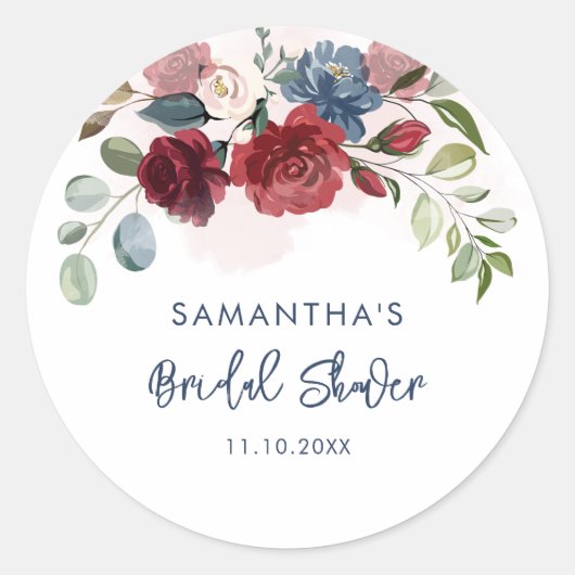 Sticker Rond Fête de mariage Floral Script Aquarelle (Devant)