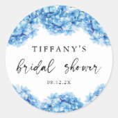 Sticker Rond Fête de mariage Florale Hydrangea Bleu Moderne (Devant)