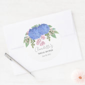 Sticker Rond Fête de mariage florale moderne avec Hydrangea ble (Enveloppe)