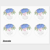 Sticker Rond Fête de mariage florale moderne avec Hydrangea ble (Feuille)