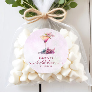 Sticker Rond Fête de mariage florale rose 