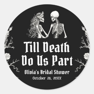 Sticker Rond Fête de Mariage Halloween Jusqu'à ce que la Mort n