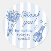 Sticker Rond Fête de Mariage Handrawn Frais du Marché (Devant)