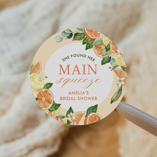 Sticker Rond Fête de mariage Main Squeeze Citrus