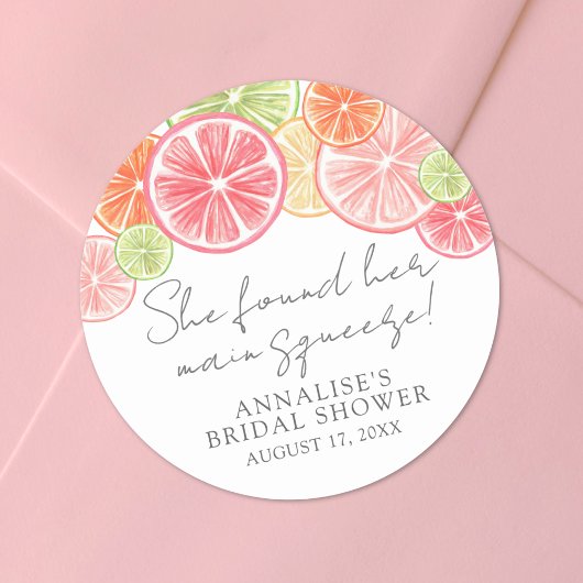 Sticker Rond Fête de mariage Main Squeeze Citrus