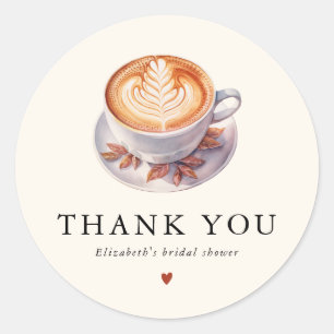 Sticker Rond Fête de mariage minimaliste Love Is Brewing Café