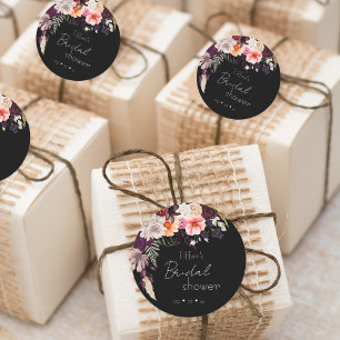 Sticker Rond Fête de mariage moderne avec fleurs et verdure Moo