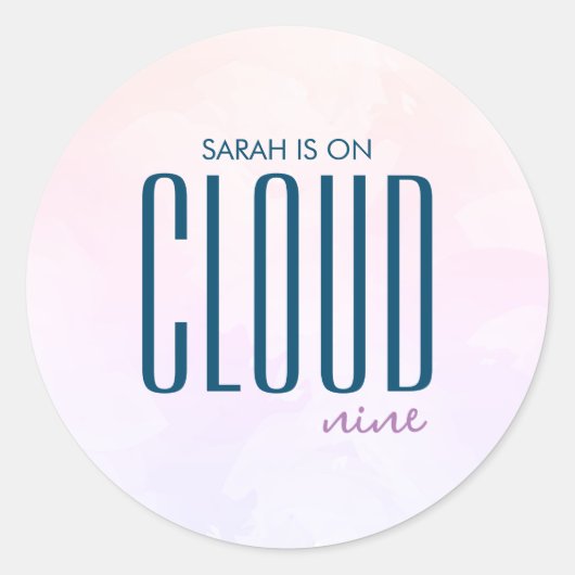 Sticker Rond Fête de mariage moderne pastel violet bleu Cloud N (Devant)