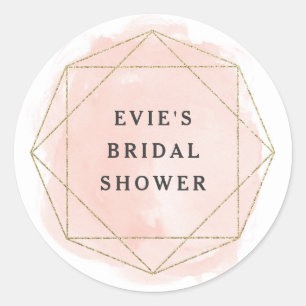 Sticker Rond Fête de mariage paillettes gemme aquarelle rose bl