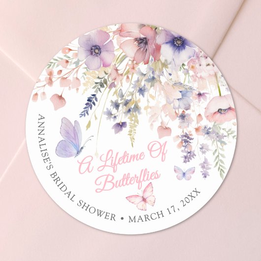 Sticker Rond Fête de mariage papillon fleur sauvage