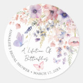 Sticker Rond Fête de mariage papillon fleurs sauvages (Devant)