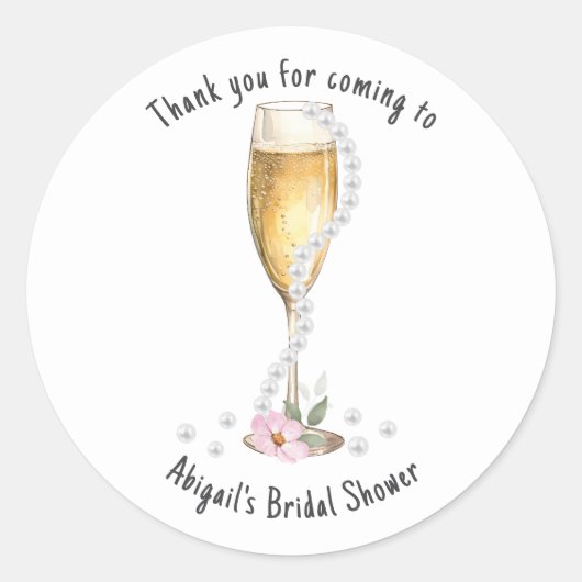 Sticker Rond Fête de mariage Pearls & Prosecco Merci (Devant)