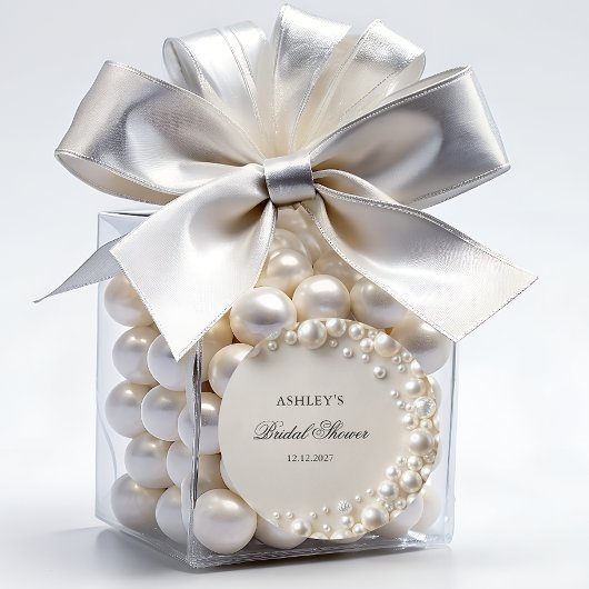 Sticker Rond Fête de Mariage Perles Pastel Élégantes