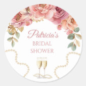 Sticker Rond Fête de mariage Perles & Prosecco (Devant)