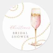Sticker Rond Fête de Mariage Perles Prosecco (Devant)