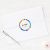 Sticker Rond Fête de Mariage Personnalisée Bleue Tourbillonnant (Enveloppe)