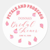 Sticker Rond Fête de mariage Petals and Prosecco Blush (Devant)