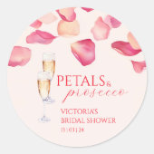 Sticker Rond Fête de mariage Petits Pétales et Prosecco (Devant)