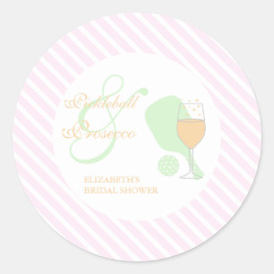 Sticker Rond Fête de mariage Pickleball et Prosecco