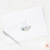 Sticker Rond Fête de mariage remerciement Fleurs bleues et papi (Enveloppe)