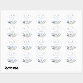 Sticker Rond Fête de mariage remerciements Fleurs bleues et pap (Feuille)