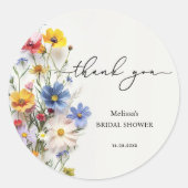 Sticker Rond Fête de Mariage Remerciements Fleurs Sauvages (Devant)