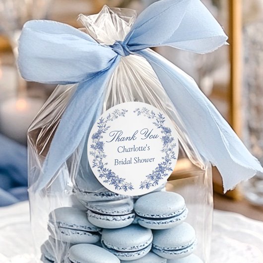 Sticker Rond Fête de Mariage Remerciements Floraux Élégants