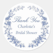 Sticker Rond Fête de Mariage Remerciements Floraux Élégants (Devant)