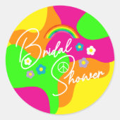 Sticker Rond Fête de mariage rétro funky (Devant)