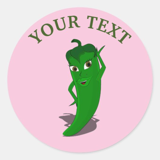 Sticker Rond Fête de mariage rose avec diva au poivre vert (Devant)