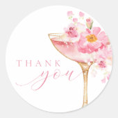 Sticker Rond Fête de mariage rose avec pétales et Prosecco (Devant)