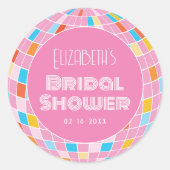 Sticker Rond Fête de Mariage Rose Disco Spatial (Devant)