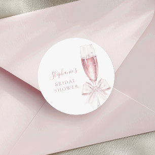 Sticker Rond Fête de mariage rose Perles et Prosecco