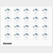 Sticker Rond Fête de mariage Script Aquarelle Bleu Poussiéreux  (Feuille)
