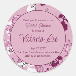 Sticker Rond Fête de mariage sous les fleurs de cerisier rose