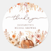 Sticker Rond Fête de mariage Terracotta d'automne avec citrouil (Devant)