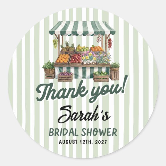 Sticker Rond Fête de Mariage Thème Marché Frais (Devant)