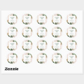 Sticker Rond Fête de mariage tropical rayures rose rétro (Feuille)