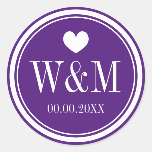 Sticker Rond Fête de mariage violette privilégiez les sceaux et (Devant)