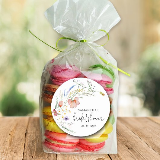 Sticker Rond Fête de Mariée aux Fleurs Sauvages