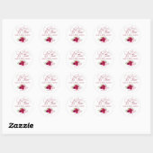 Sticker Rond Fête de Mariée Magenta et Roses Roses Amour et Rem (Feuille)