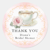 Sticker Rond Fête de Mariée Tea Party Rose Floral (Devant)