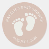 Sticker Rond Fête de naissance avec typographie en grès rose (Devant)