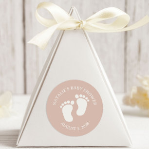 Sticker Rond Fête de naissance avec typographie en grès rose